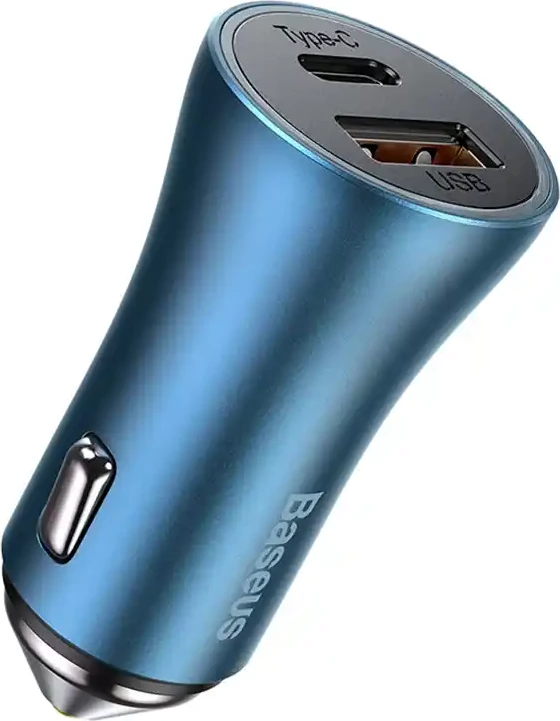 Karikues veture Baseus Golden Contactor Pro, 40W, USB + USB-C, me kabllo USB-C në Lightning 1m, Blu