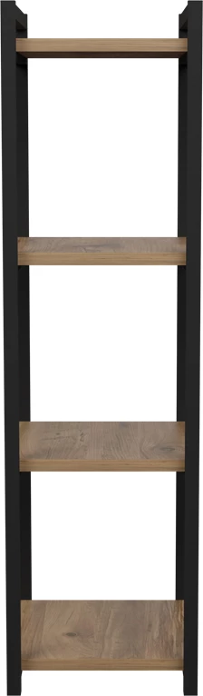 Raft dyshemeje Harvey metal i zi dhe melaminë, ngjyrë natyrale, 33x28x100cm