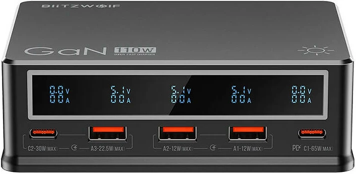 Karikues desktop BlitzWolf BW-i9, 110W, 3x USB-A, 2x USB-C, zi