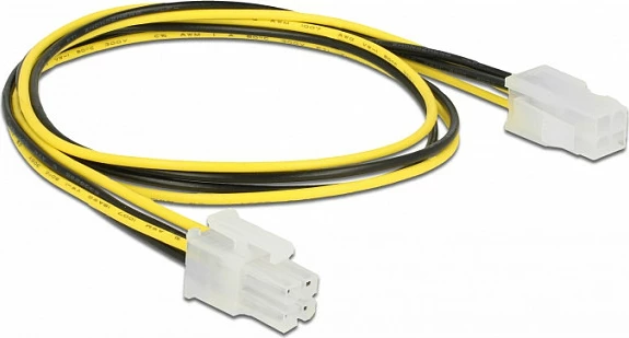 Kablë zgjatës DeLOCK 85458, P4 4-pin (Mashkull në Femër), 0.5 m, e zezë/bardhë/verdhë