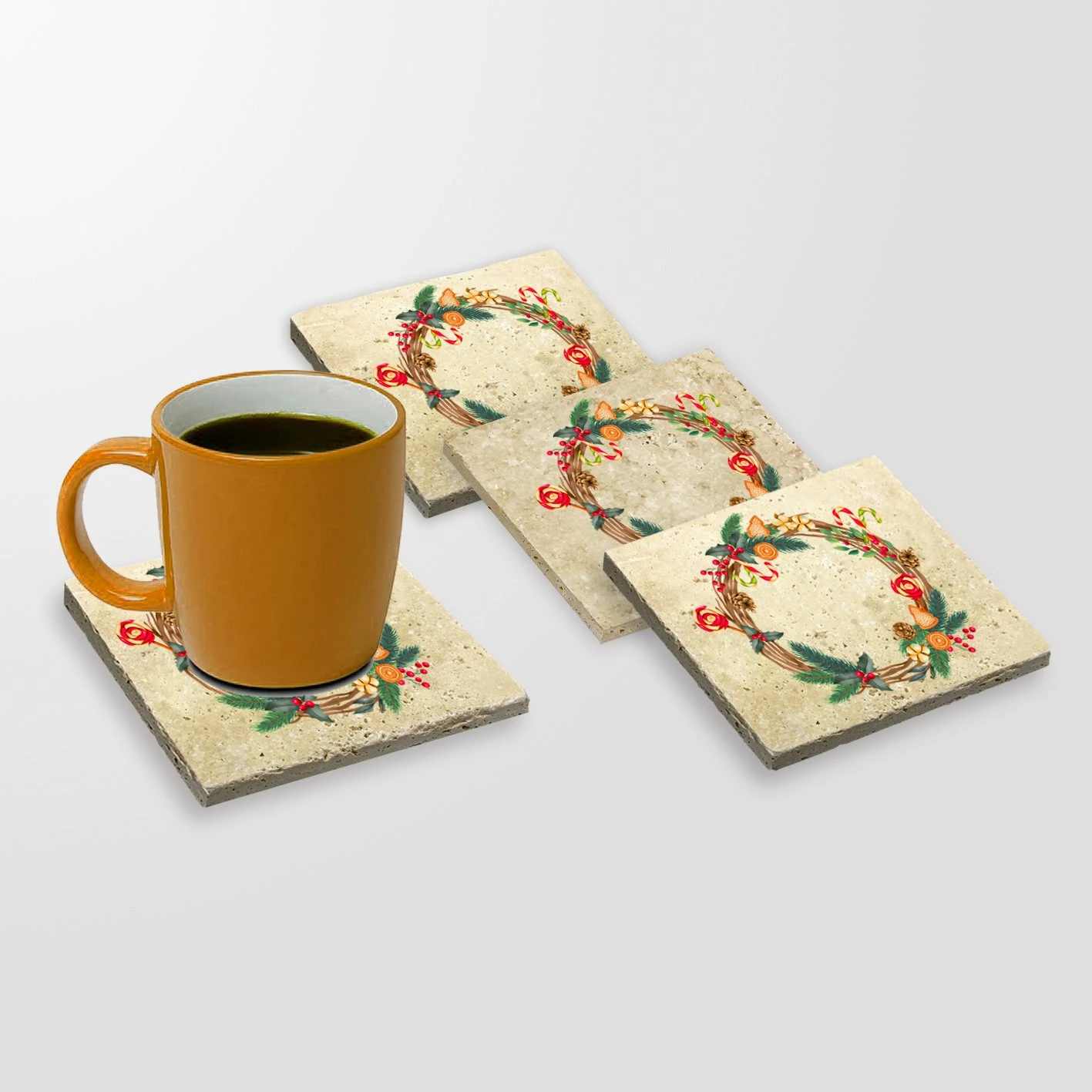 Set nënshimesh prej guri natyral, shumëngjyrëshe, 4 copë, Hermia, TBA1860