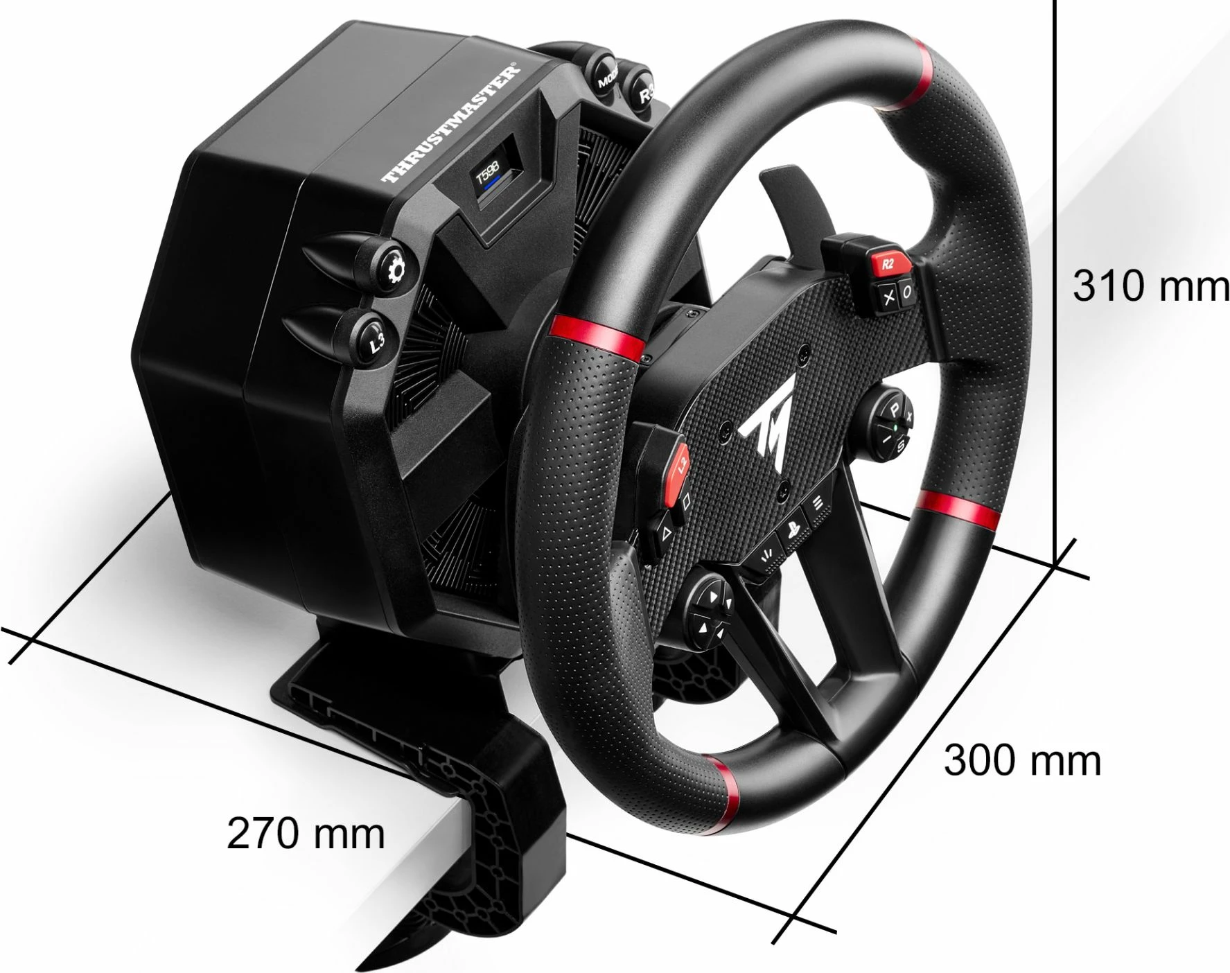 Timon sim racing Thrustmaster T598-X Direct Drive 5 Nm 30 cm për Xbox & PC, i zi/kuq, set me pedale