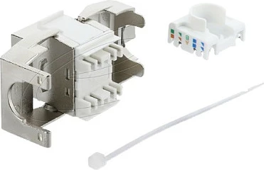 Modul keystone DeLOCK 90990 RJ-45 në LSA, Cat6a, i sheshtë, argjend/bardhë