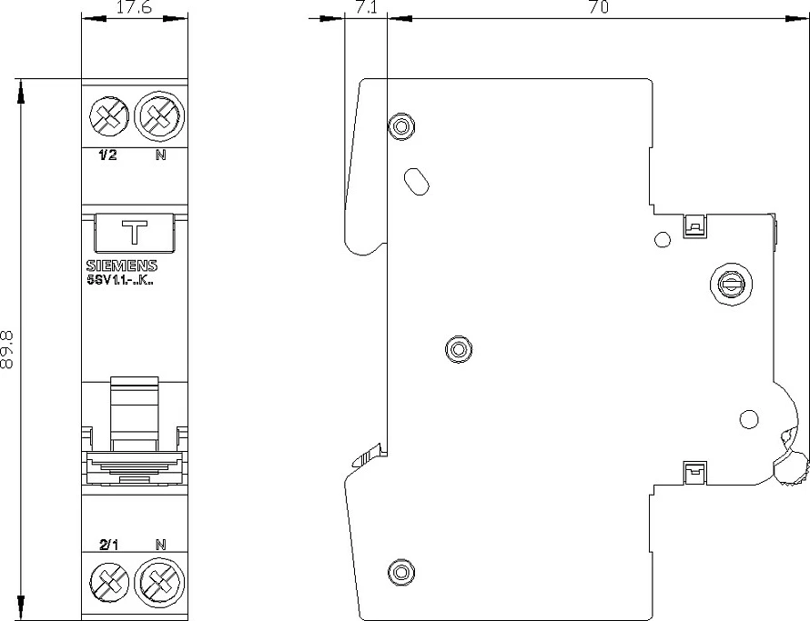 Ndërprerës diferencial automatik Siemens 5SV1316-6KK16, Typ A, 30mA, B16, 2P, 230V