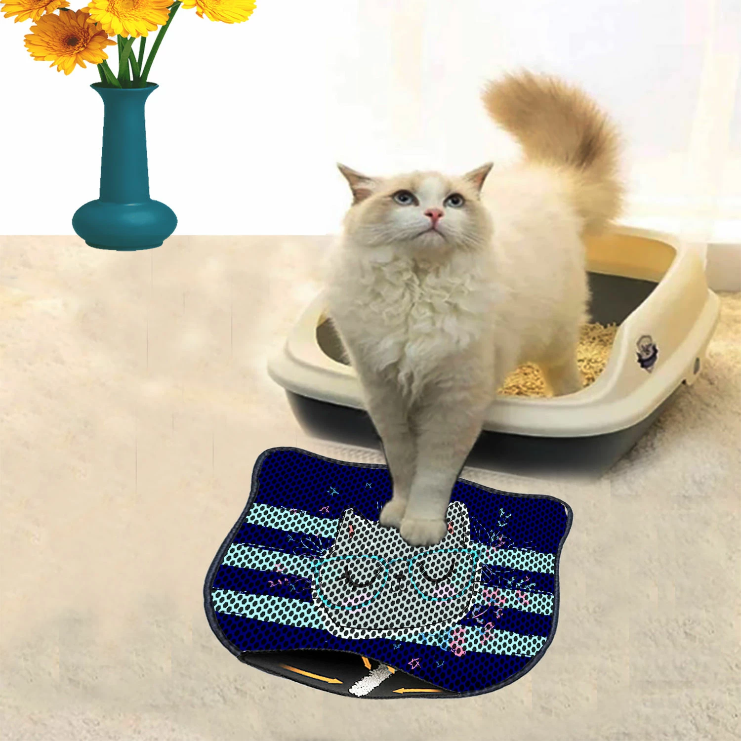 Tapet për rërë mace, shumëngjyrësh, Paws & Whiskers, Kdkafa0001, 40x50cm