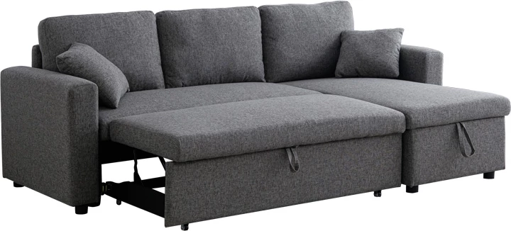 Këndore krevate me hapësirë për depo, ngjyrë antracit, 223x146x85cm