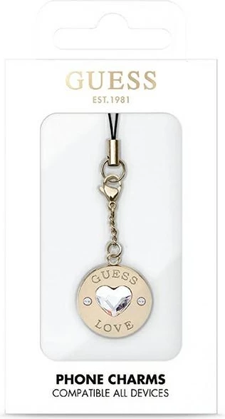 Varëse telefoni Guess Heart Diamond Charm me kristale, e artë