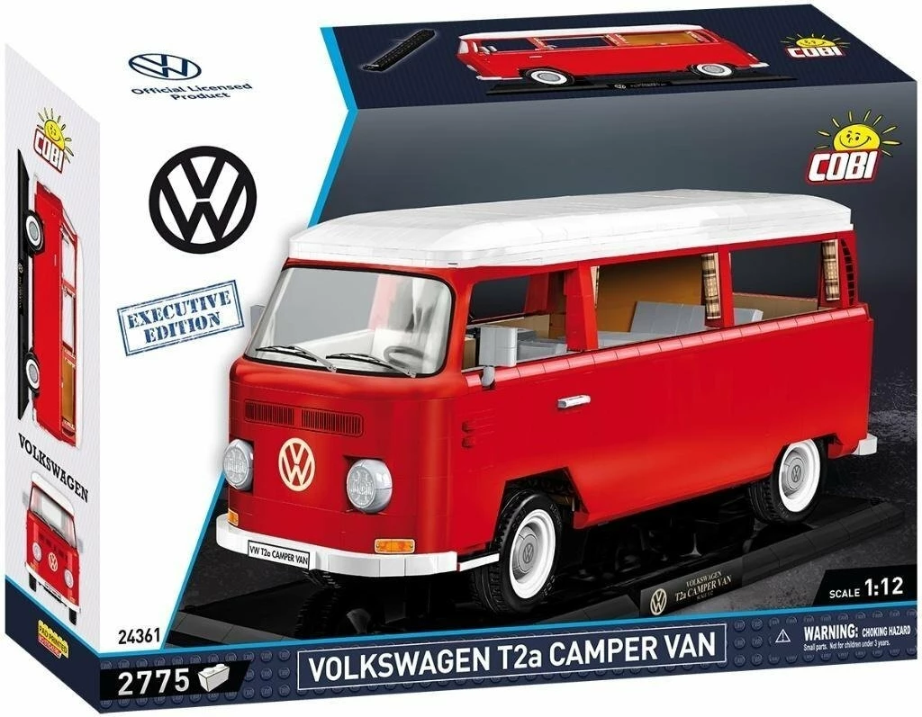 Set kubash ndërtimi Cobi Volkswagen T2a Camper Van Executive Edition COBI-24361 1:12, 2775 copë, kuqe/bardhë