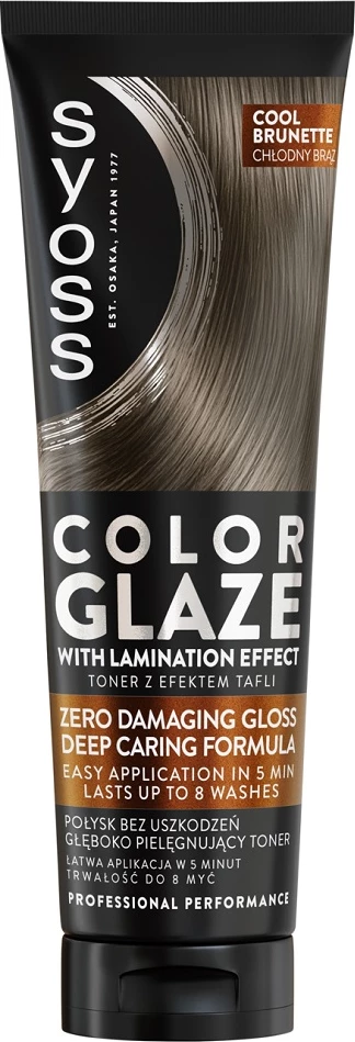 Toner ngjyrues për flokë Syoss Color Glaze Glossing Toner me efekt laminimi për femra Cool Brunette 130ml