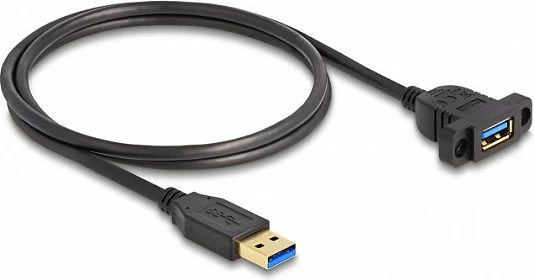 Kabl USB DeLOCK SuperSpeed USB 3.2 Gen 1, USB-A mashkull në USB-A femër për panel, 1 m, 5 Gbps, e zezë