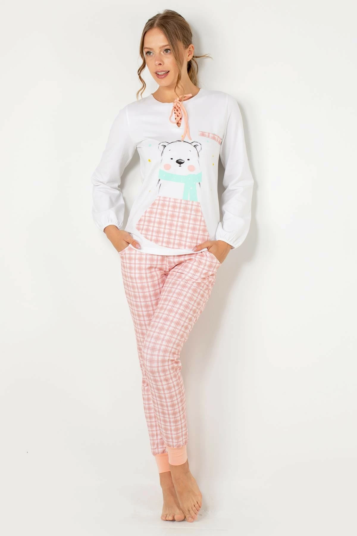 Set pizhamash për gra, Jumeon, ecru, 002-000722