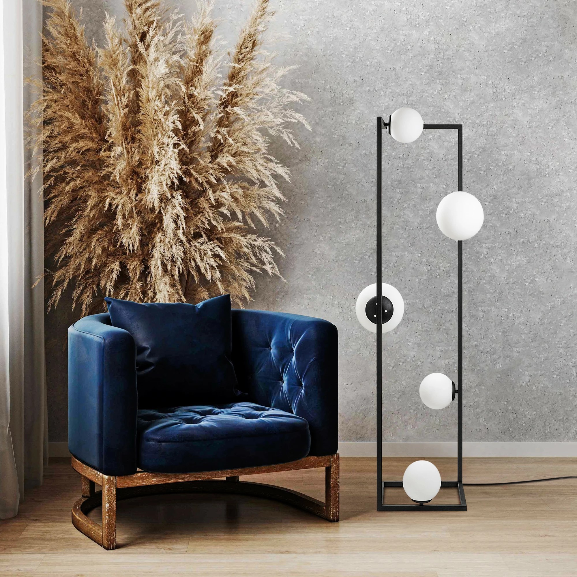 Llambë dyshemeje Opviq, këndore, e zezë, 13775