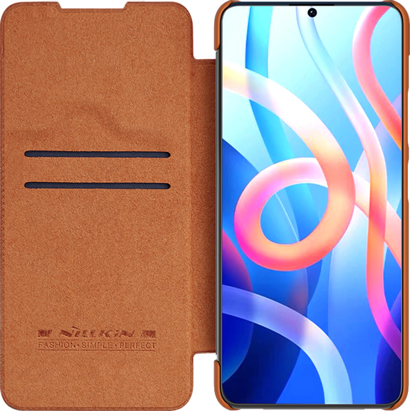 Mbështjellës Nillkin Qin Case për Xiaomi Redmi Note 11T 5G / Note 11S 5G / Note 11 5G (China) / Poco M4 Pro 5G, kafe