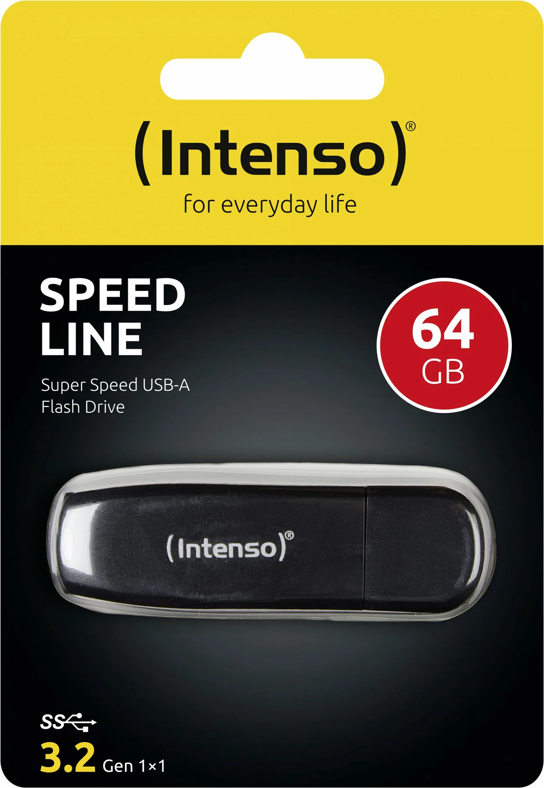 USB Intenso Speed Line 64 GB, USB Type-A, 3.2 Gen 1, e zezë