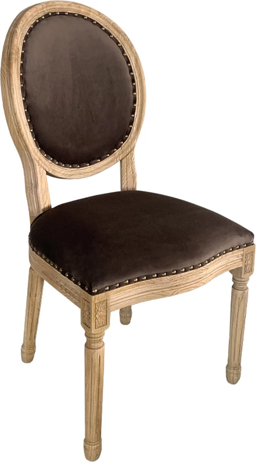 Karrige Louis, kadife ngjyrë taupe, dru brinje, 49x49x99cm