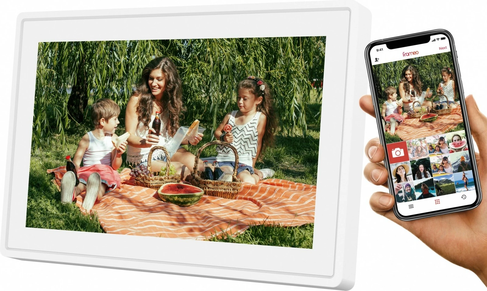 kornizë digjitale për foto/video Sencor SDF 1092 W WiFi 10.1\" IPS touch 4.6GB microSD e bardhë, me stojak