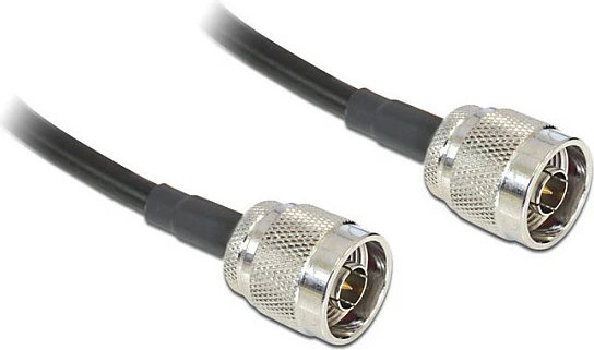 Kabllo koaksiale RF DeLOCK 88680, N plug–N plug, LMR195, 1 m, e zezë
