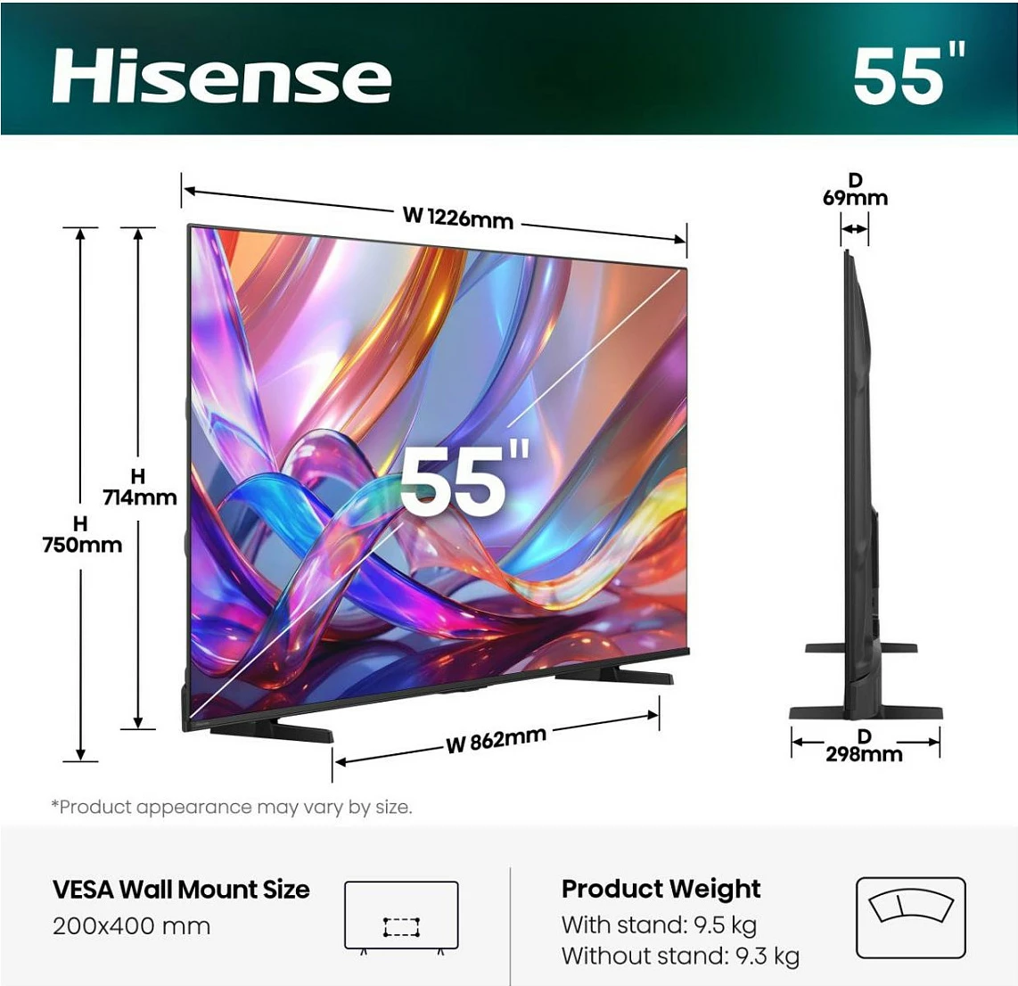 Televizor Smart Hisense 55E7S, 55", 4K UHD, QLED, HDR, WiFi/Bluetooth, i zi