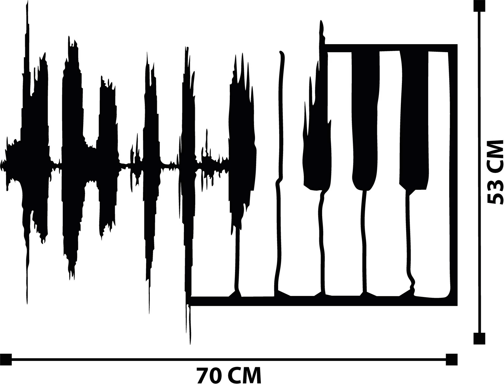 Aksesor dekorativ metalik për mur, Wallity My Music v2, ngjyrë e zezë, 70x53cm