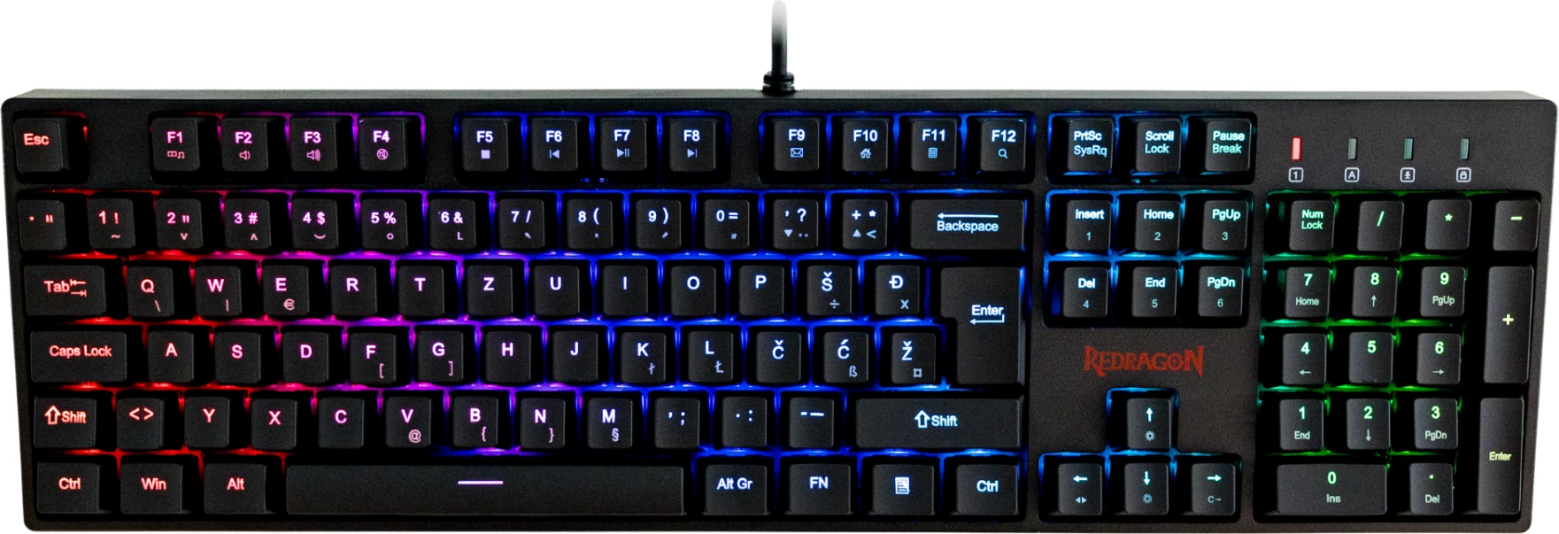 Tastierë mekanike Redragon Surara K582 RGB, Red Switches, SLO/CRO layout, e zezë