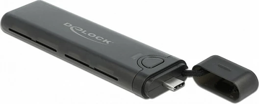 Kasë eksternale SSD DeLOCK USB-C për M.2 NVMe/SATA, 10 Gbit/s, tool-free, e zezë