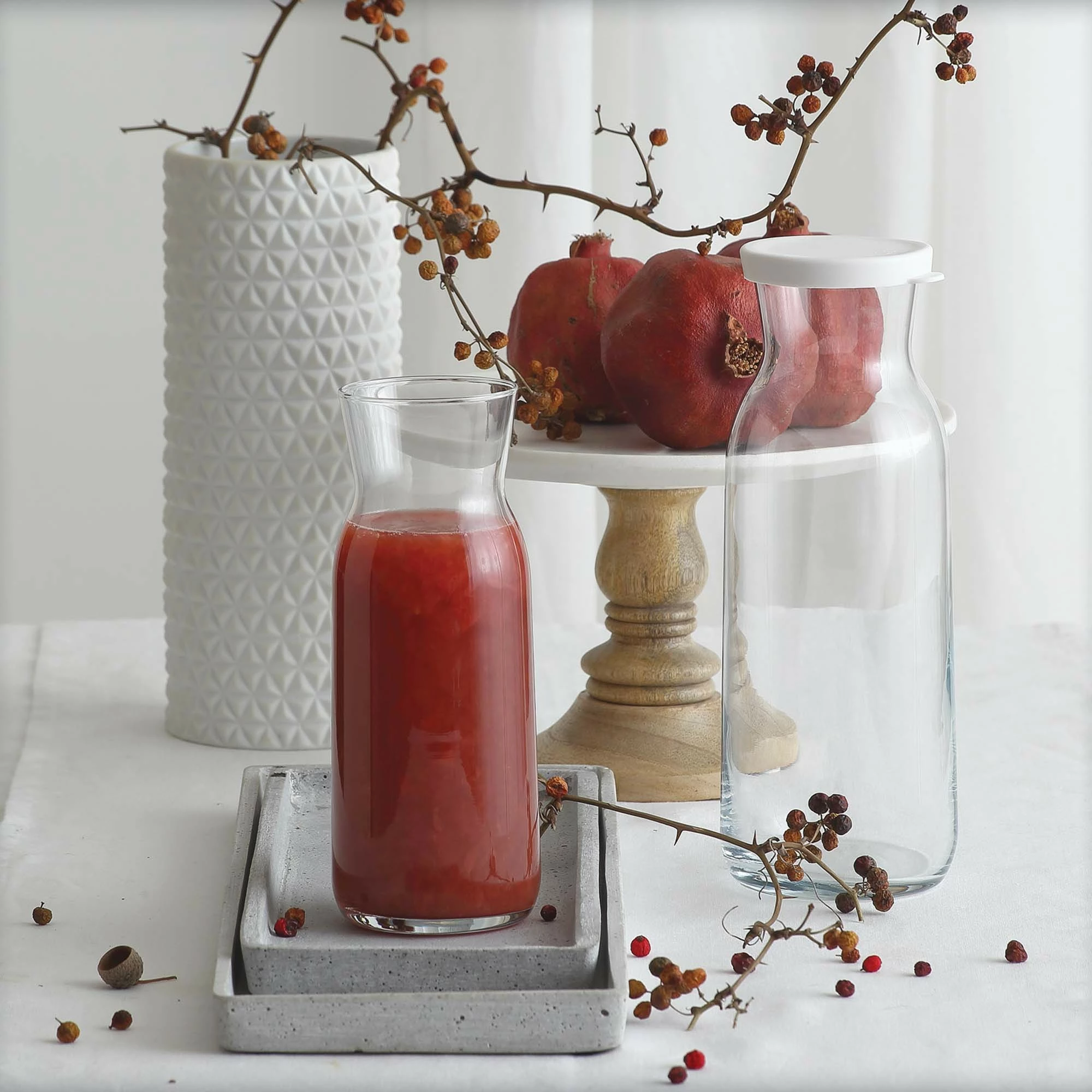 Karafë qelqi LAV Chelsea 1.2 L me kapak, transparente, set 12 copë