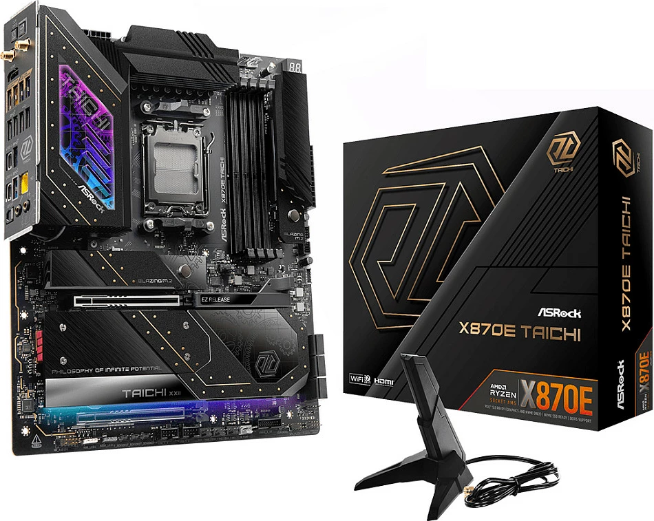 Pllakë amë ASRock X870E Taichi, AMD, Socket AM5, DDR5-SDRAM, 256 GB, E zezë