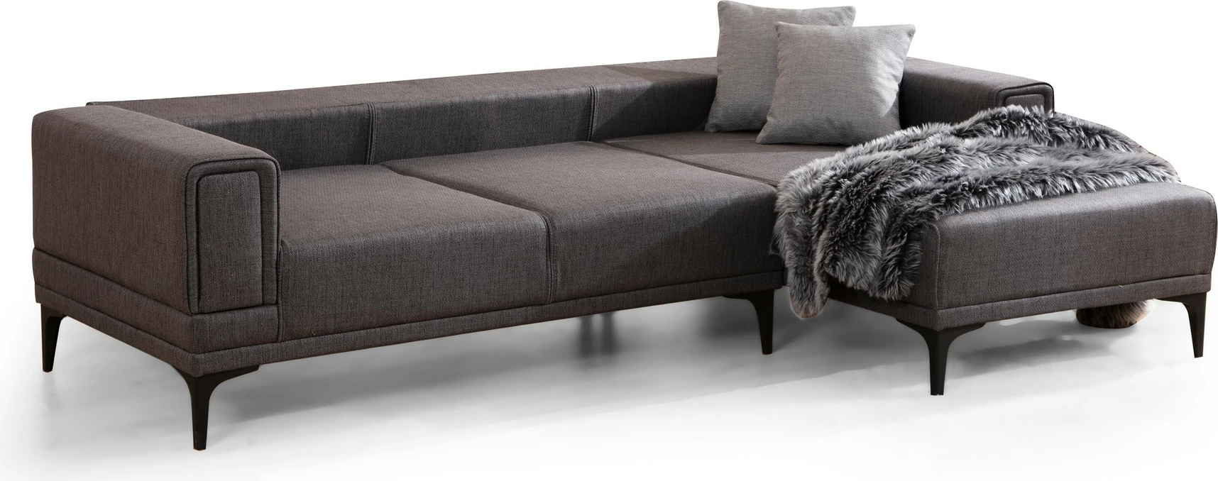 Kënd divan-krevat Atelier del Sofa, Horizon, kënd i djathtë, ngjyrë gri e errët