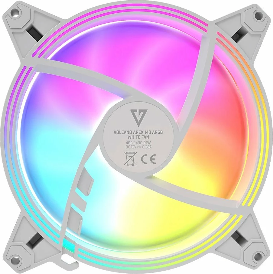 Ventilator PC Modecom Volcano Apex 140 ARGB Reverse 140mm 4-pin PWM, i bardhë