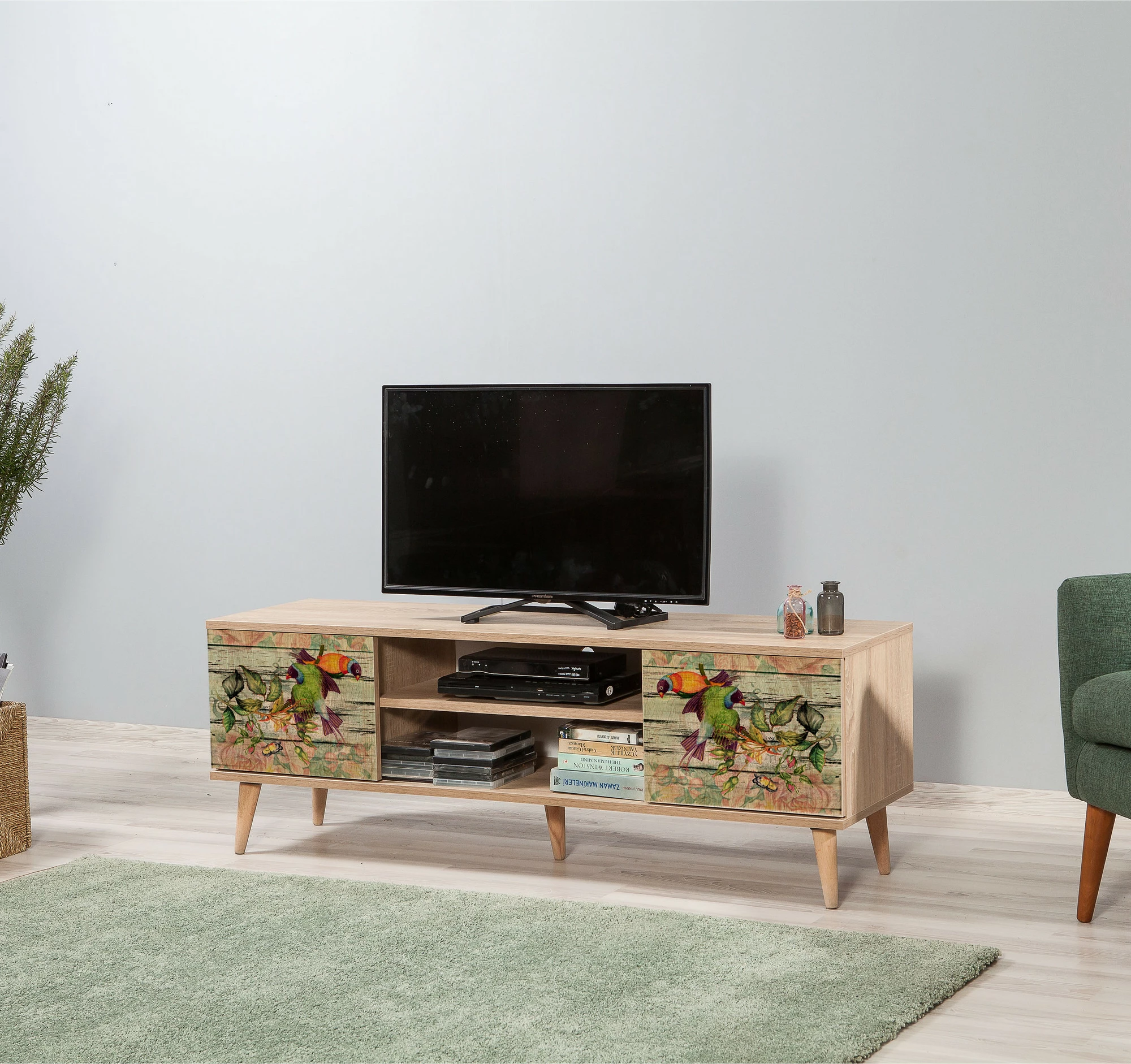 Komodë TV Hanah Home, Truva-740, ngjyrë lisi Sonoma