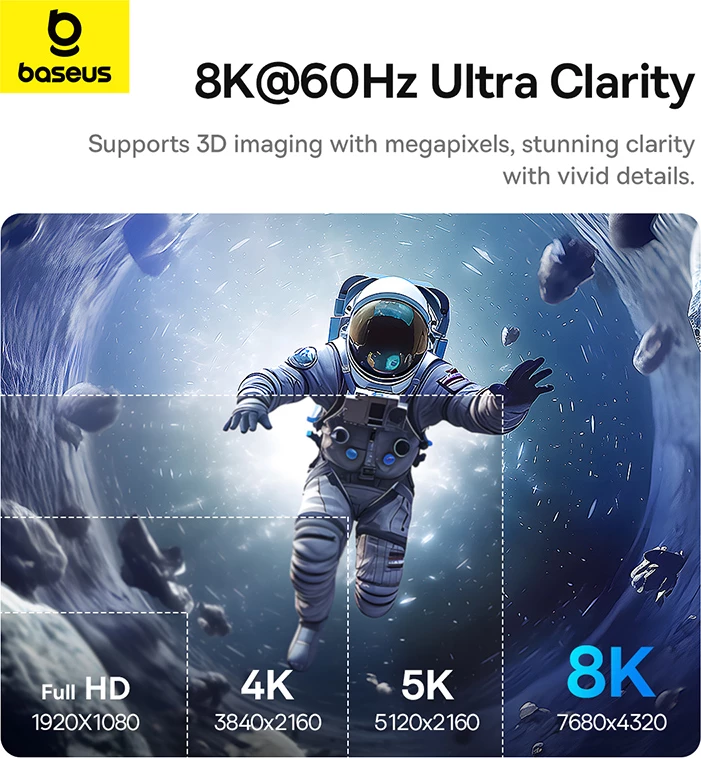 Kabllo USB-C në HDMI Baseus BS-OH064, 1.5m, 8K 60Hz, e zezë