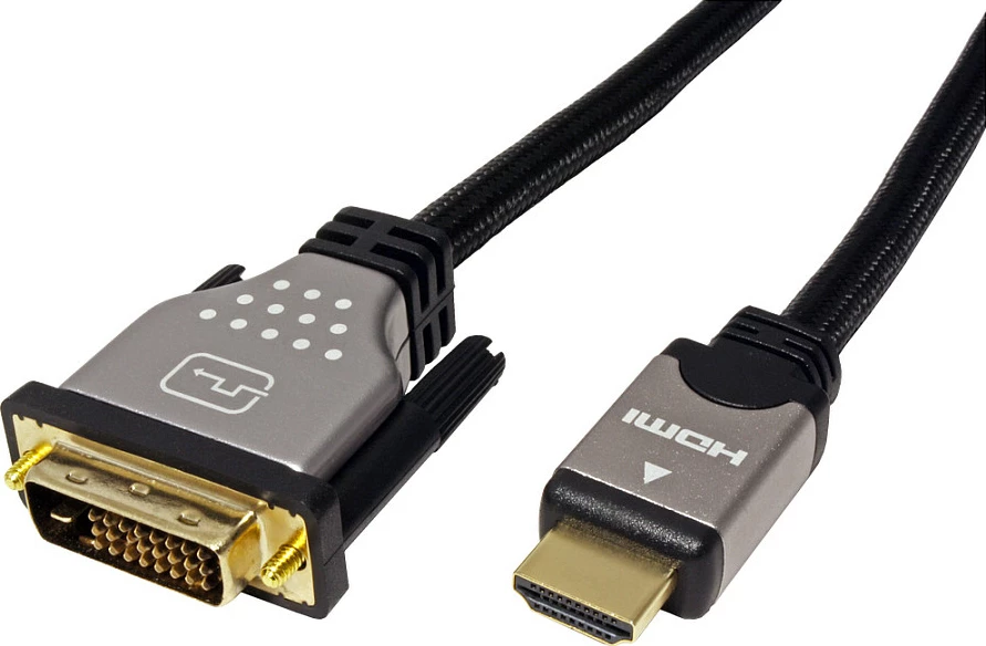 Kabllo ROLINE 11.04.5876 HDMI në DVI-D, 1.5 m, 4K, e zezë/argjendtë