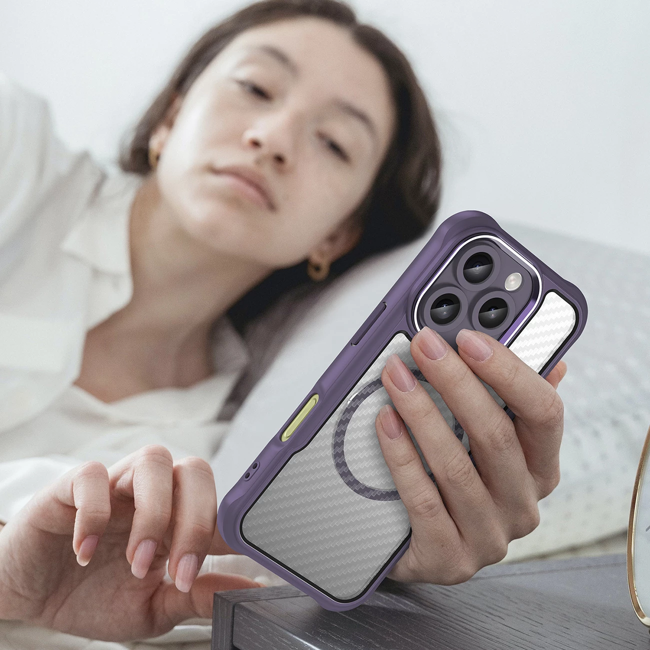 Mbështjellës Hurtel Leading Series MagSafe për iPhone 16 Pro, TPU, Vjollcë