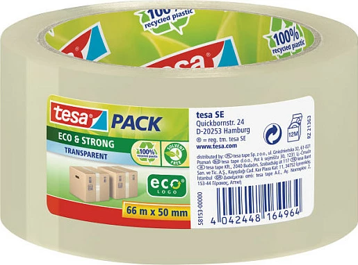 Shirit paketimi Tesa tesapack Eco & Strong, 50 mm x 66 m, transparent