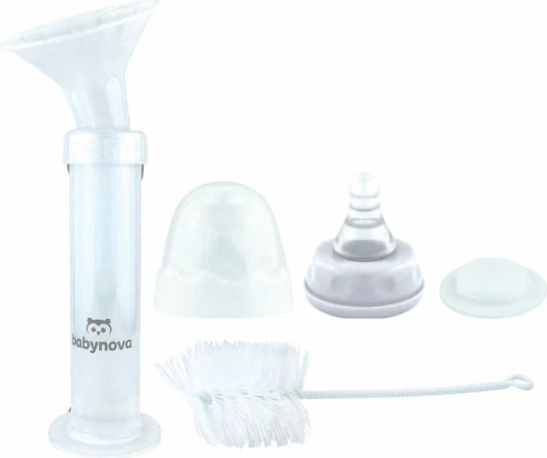 Set 6-copësh me pompë gjiri manuale dhe brushë për pastrim Babynova