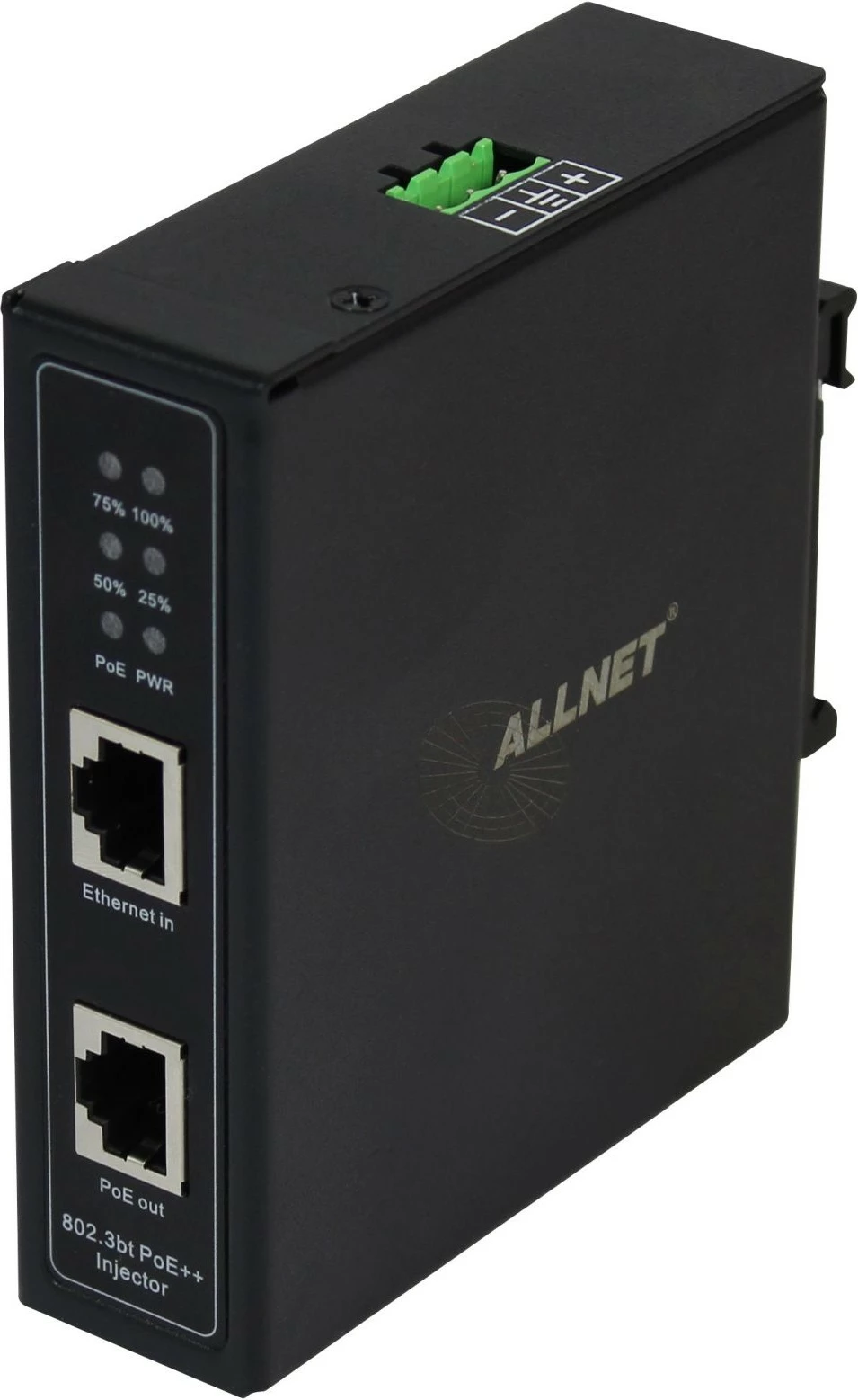 PoE Injektor ALLNET Industrial Gigabit, 15.4W/30W/90W, Metallgehäuse