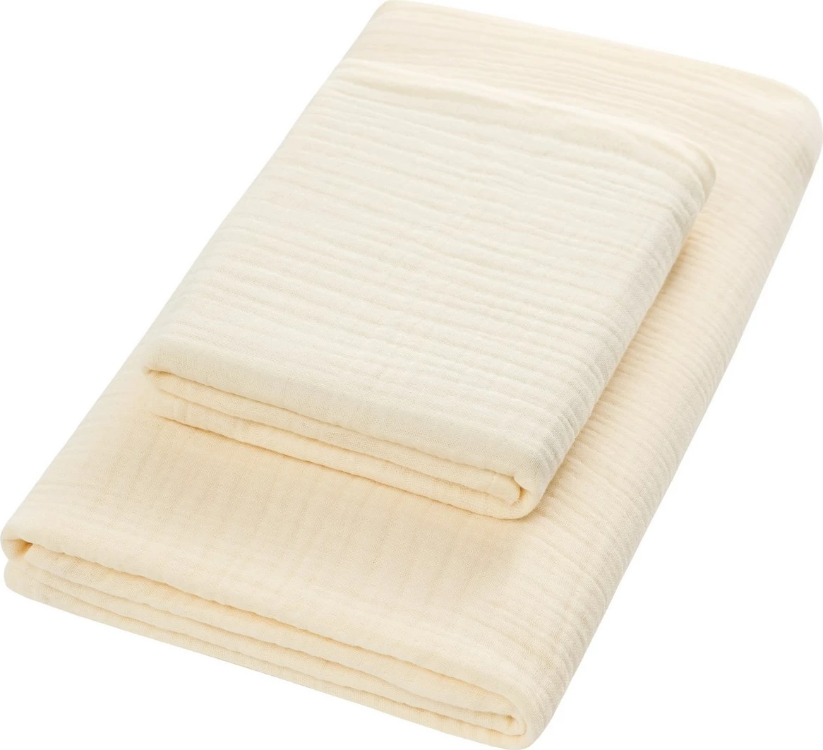 Set peshqirësh (2 copë), muslin, ngjyrë ecru