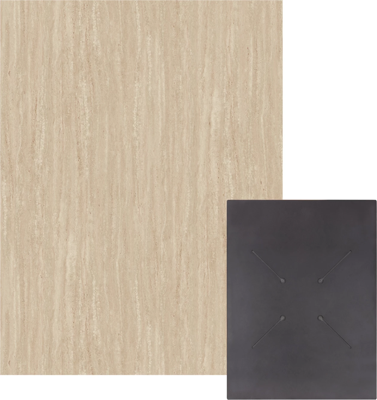 Sipërfaqe tavoline HPL, ngjyrë guri travertin, 60x80cm, set prej 2 copë