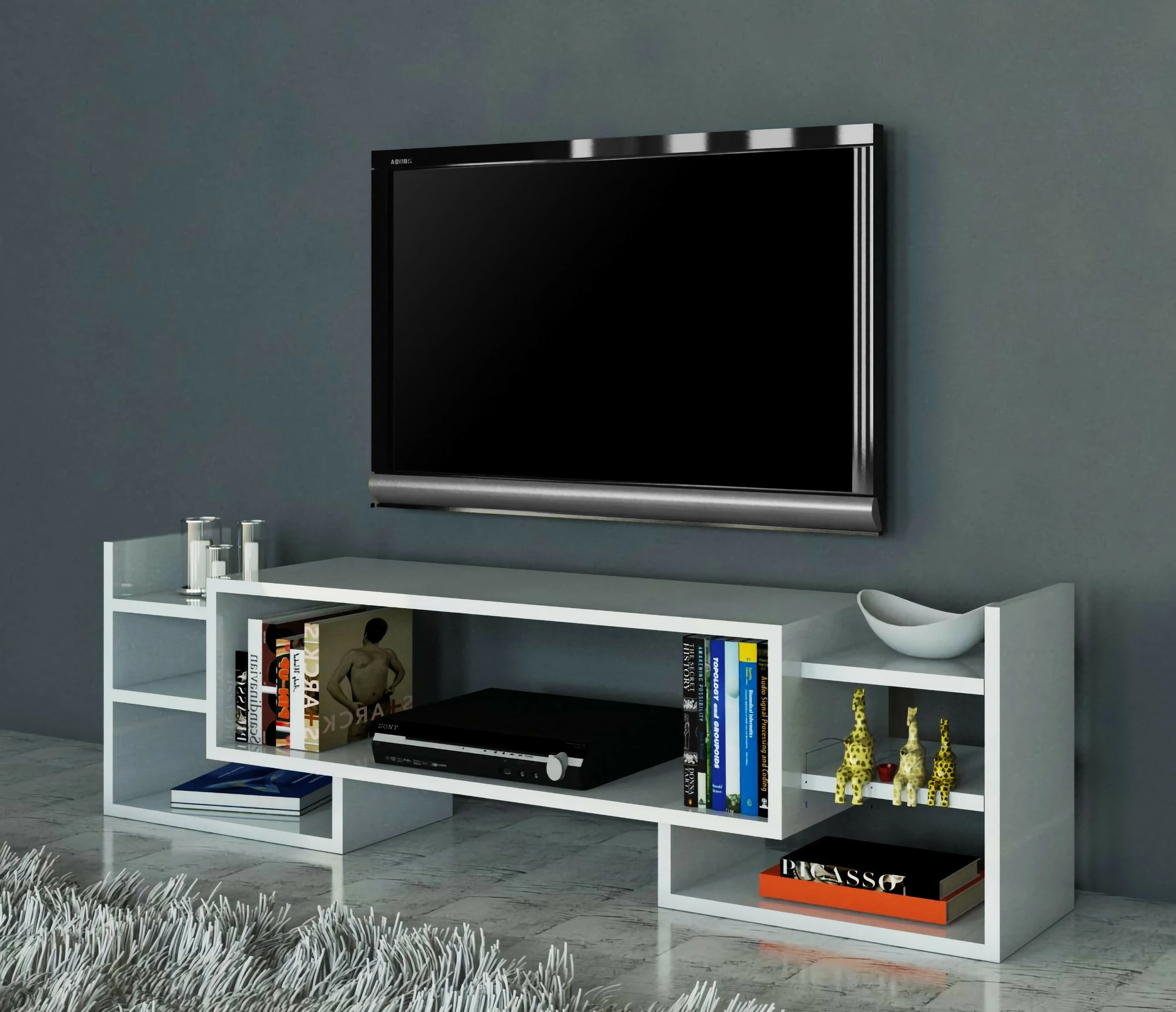 Komodë TV Hanah Home, Sema, e bardhë