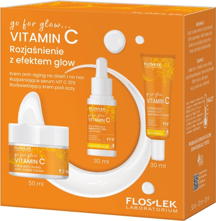 Set për kujdes të fytyrës Floslek go for glow Vitamin C, 3 copë