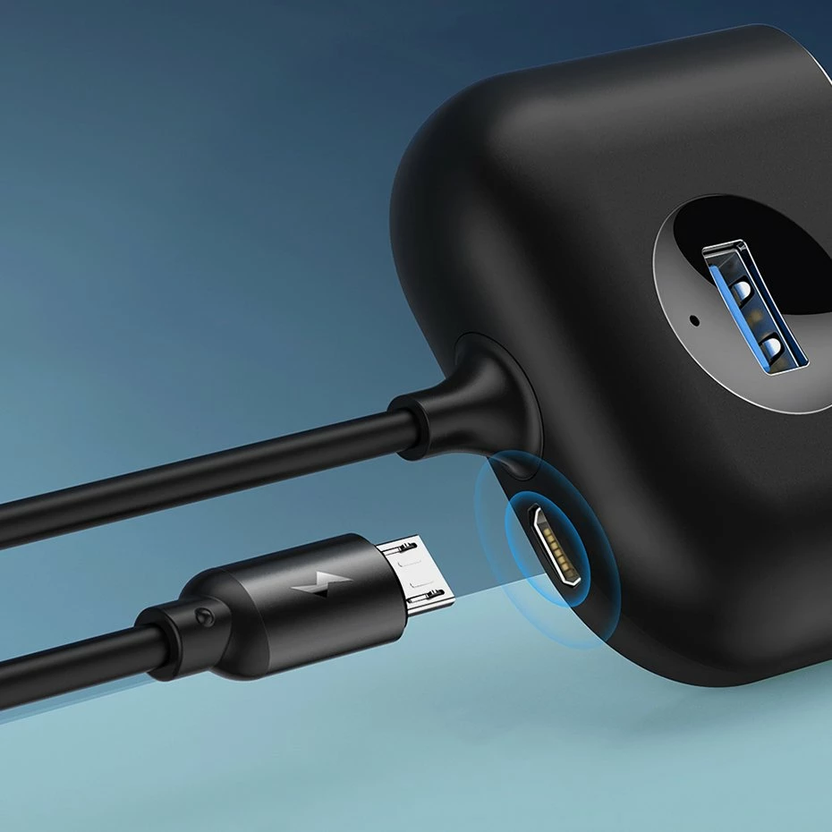 HUB Baseus Square CAHUB-AY01, 4 porte USB-A, 1m, e zezë