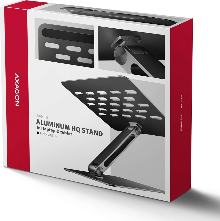 Mbajtëse laptopi AXAGON STND-LQB, 10–17.3", rregullim lartësie dhe këndi, alumin, e zezë