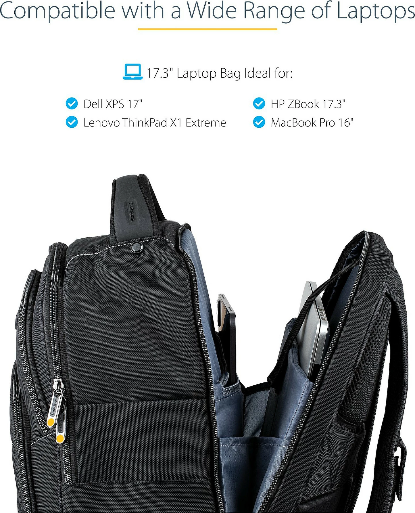 Çantë shpine për laptop StarTech 17.3", me organizer të heqshëm, najlon balistik, e zezë