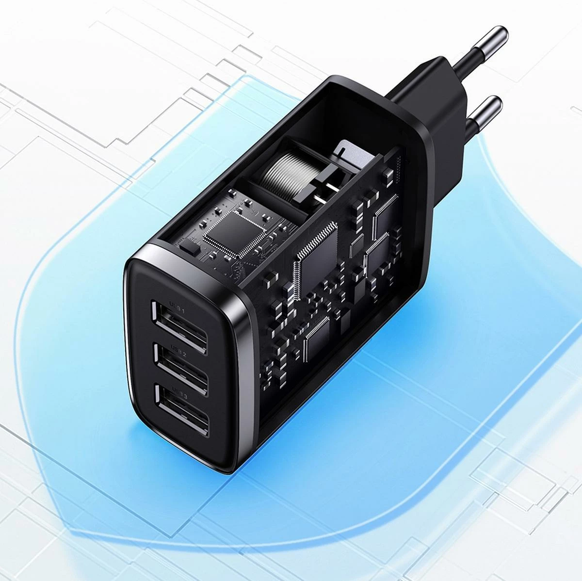 Karikues muri Baseus CCXJ020102 3x USB-A 17W 3.4A, i bardhë, 1 copë