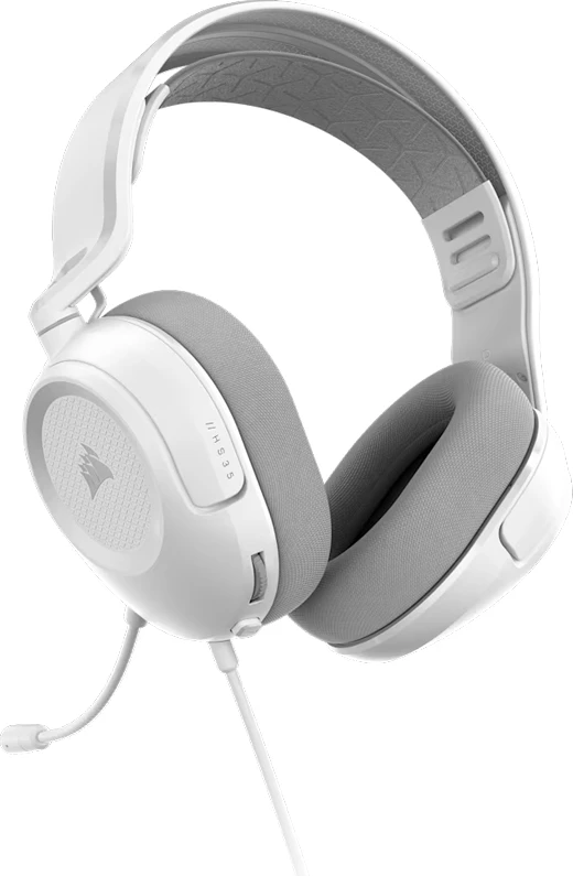 Kufje gaming CORSAIR HS35 Stereo V3, me kabllo 1.8 m, 3.5 mm, stereo, 50 mm, mikrofon, të bardha