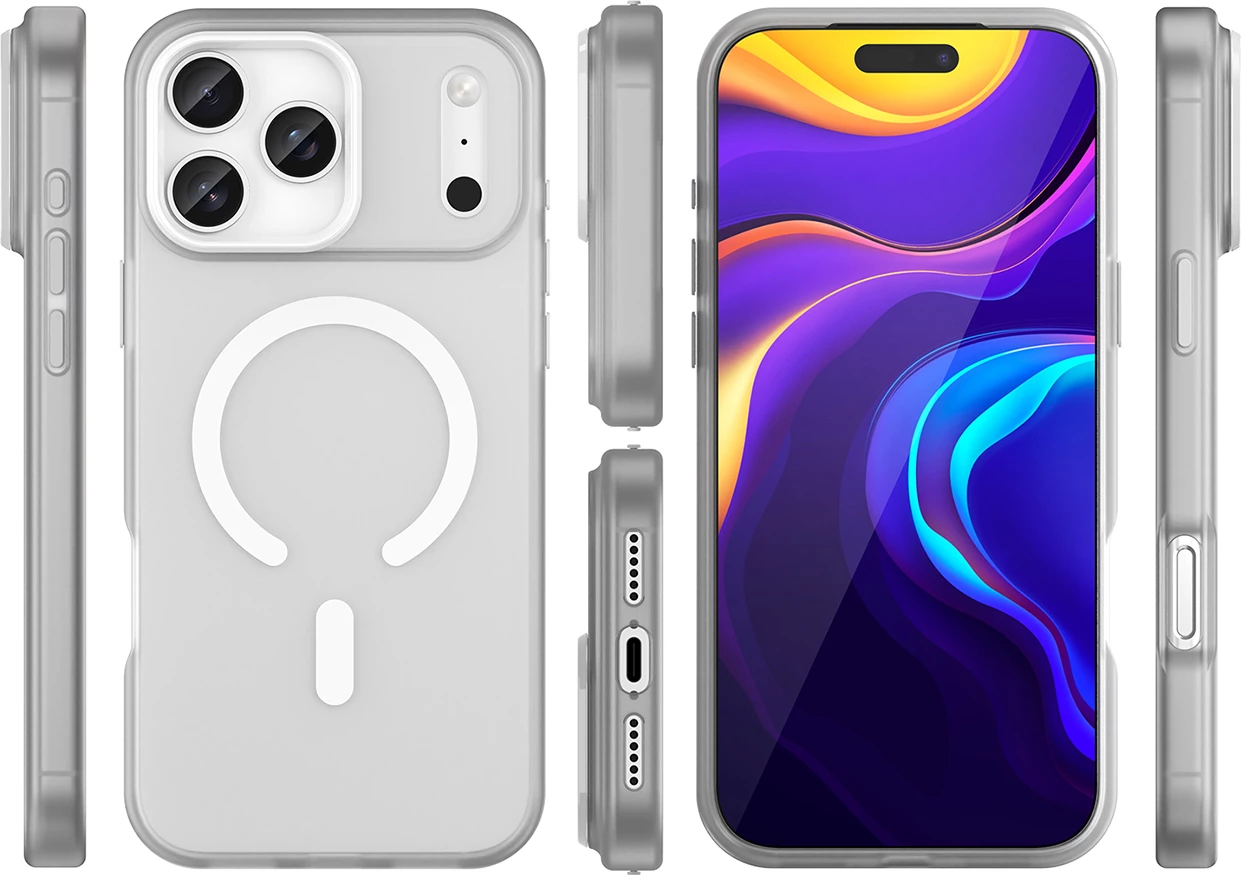 Mbështjellës Hurtel për iPhone 17 Pro, MagSafe, Mat, Bardhë