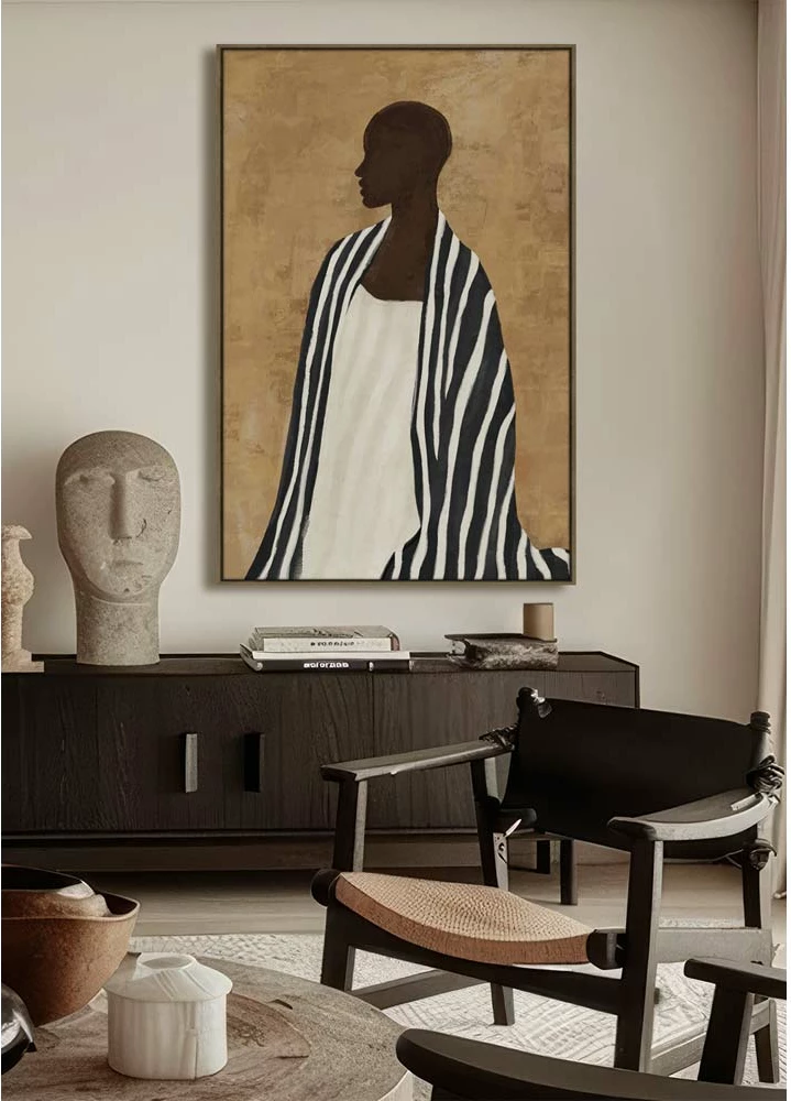 Pikturë dekorative me kornizë, kanavacë, kafe-bezhë-zezë, 80x120x4cm