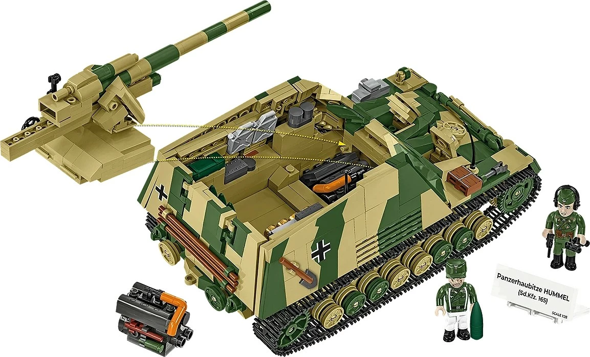 Set blloqesh ndërtimi, Cobi, Panzerhaubitze Hummel COBI-2663, 1118 pjesë, shkallë 1:28, me 2 figura