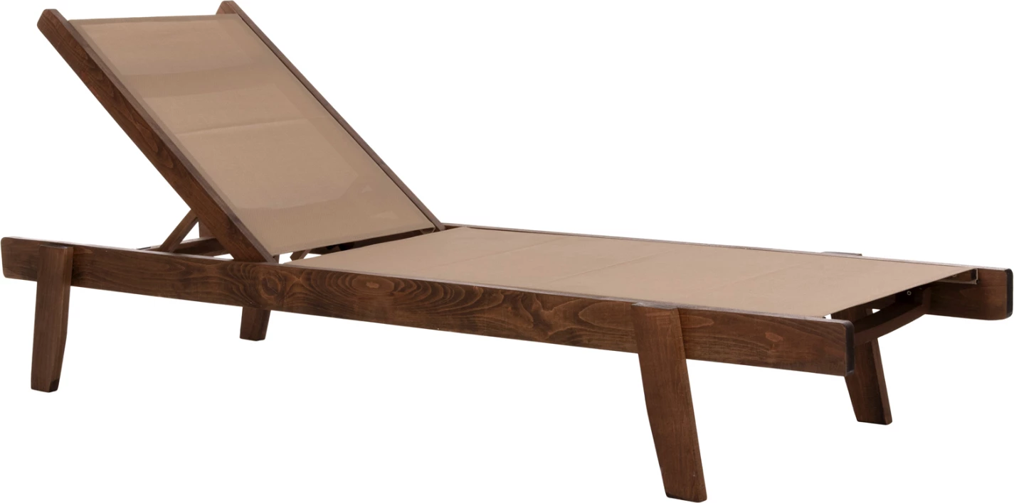 Shezlong profesional për plazh, dru fagu, ngjyrë arre dhe tekstileni mocha, FH10356.06, 200x61-66x31-91H cm