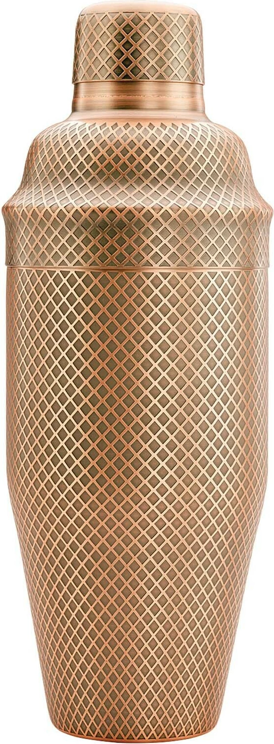 shaker koktejli 3-pjesësh stil japonez, BarFly, Diamond Lattice, 700 ml, çelik inox 18/8, bakër antik